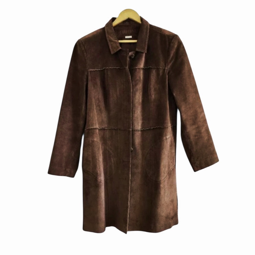 Tribal Chocolate Suede Women's Trench Coat